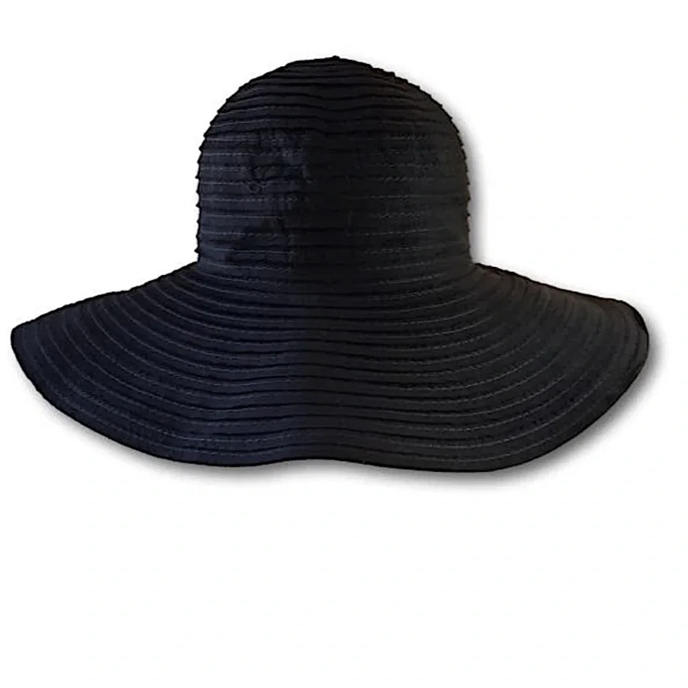 Walleroo Black Packable Scrunchie Wide Brim Adjustable Hat. - Picture 1 of 5